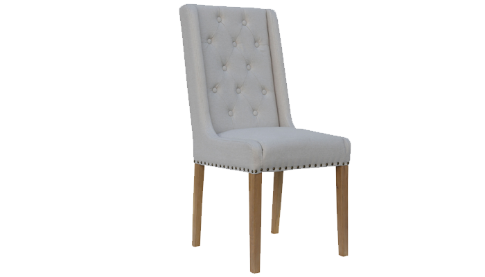 Dining Chair Button Back Studded - Natural